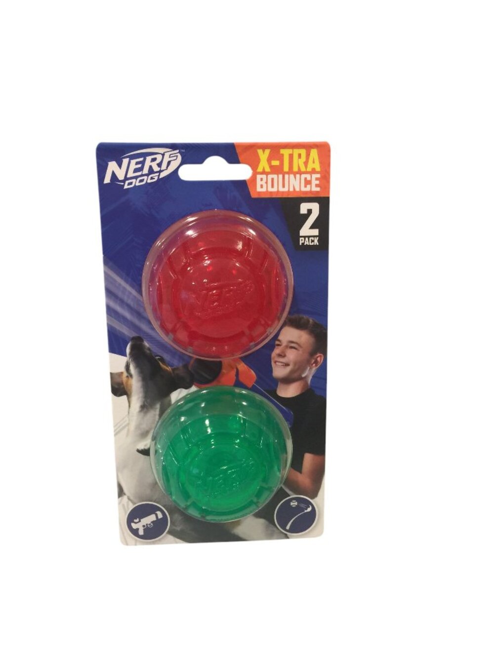 Nerf Dog Holiday X-TRA Bounce Red Green Balls Set of 2 Dog Toy